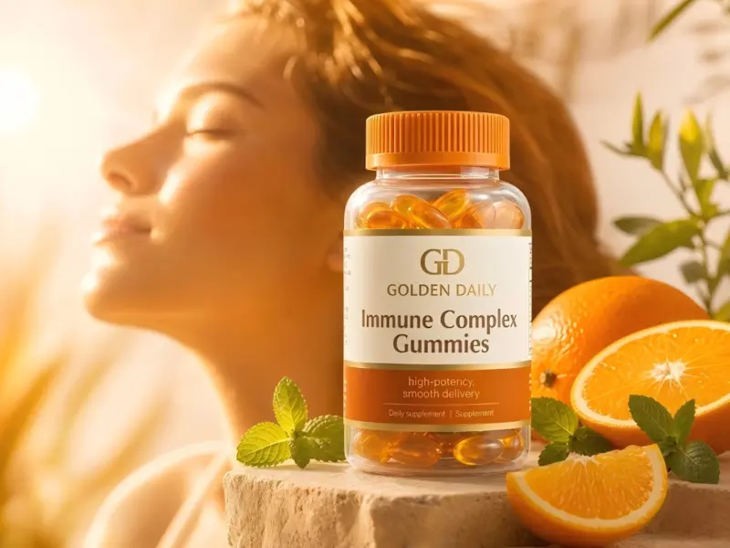 Golden Daily Immune Support supplements - Vitamin C, Zinc and Elderberry gummies